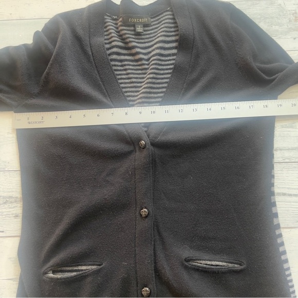 Foxcroft Elbow Patch Button Up Strip Back Cardigan Small - Picture 4 of 9